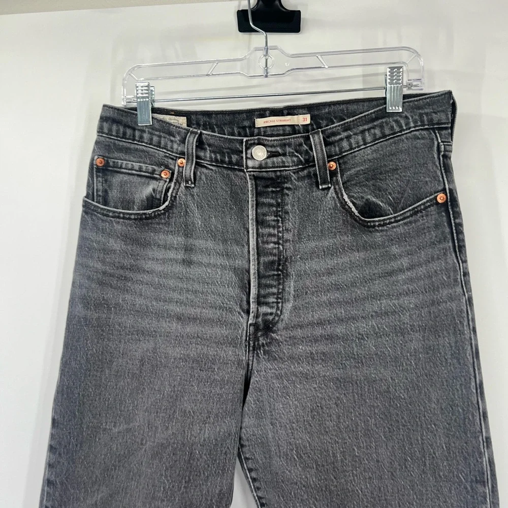 Levi’s Ribcage Straight Button Fly Jeans High Rise - Picture 2 of 8